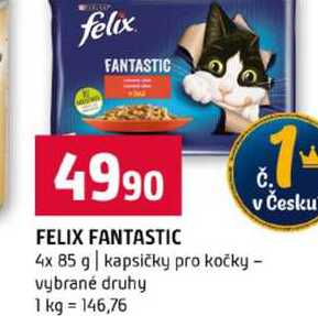 FELIX FANTASTIC 4x 85 g kapsičky pro kočky vybrané druhy 