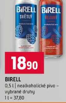 BIRELL 0,5l nealkoholické pivo vybrané druhy 