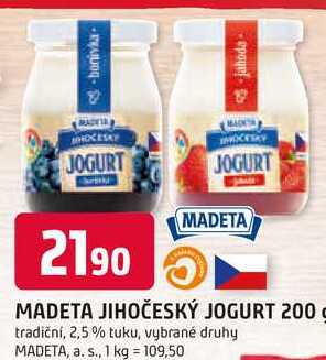 MADETA JIHOČESKÝ JOGURT 200g tradiční, 2,5% tuku
