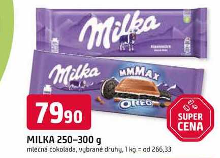 MILKA čokoláda 250-300 g 