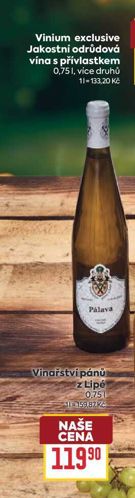 Jakostní odrůdová vína s přívlastkem 0,75l