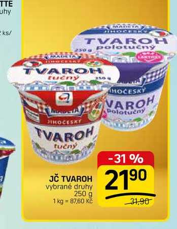 JČ TVAROH vybrané druhy 250 g 