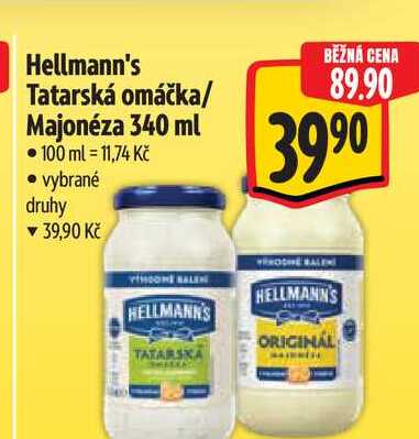 Hellmann's Tatarská omáčka/ Majonéza 340 ml 
