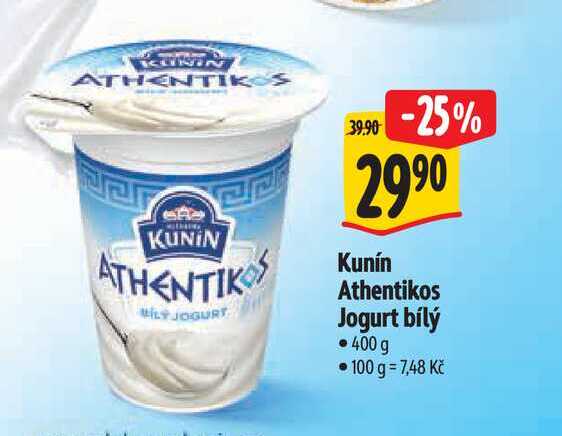   Kunín Athentikos Jogurt bílý 400 g 