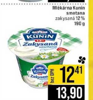 Mlékárna Kunín smetana zakysanȧ 12% 190 g 