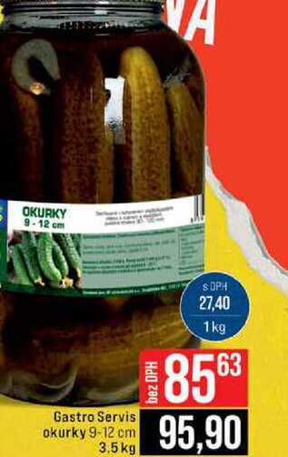 Gastro Servis okurky 9-12 cm 3.5kg