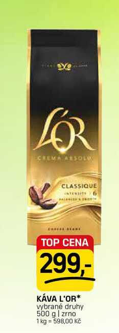 KÁVA L'OR* vybrané druhy 500 g | zrno
