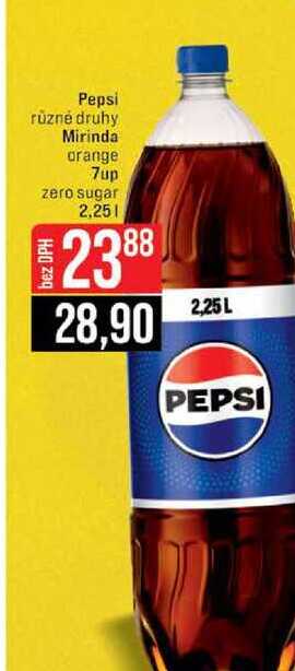 Pepsi různé druhy Mirinda orange 7up zero sugar 2,25l