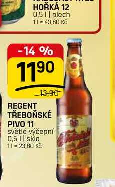 REGENT TŘEBOŇSKÉ PIVO 11 světlé výčepní 0,5l