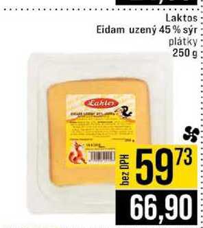 Laktos Eidam uzený 45% sýr plátky 250 g 