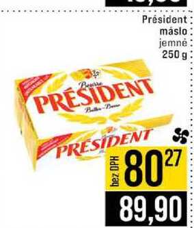 Président máslo jemnė 250 g  v akci