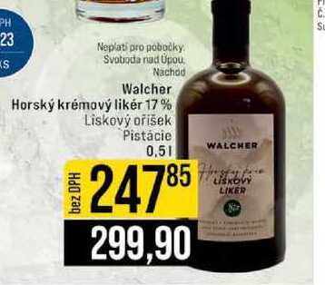 Walcher Horský krémový likér 17% Liskový oříšek Pistácie 0,5l