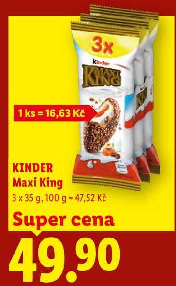 KINDER Maxi King, 3 x 35 g