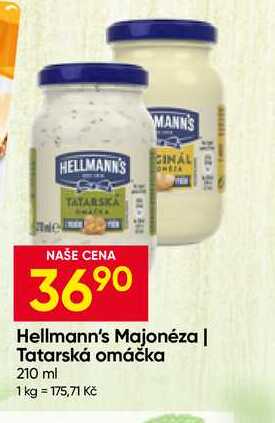 Hellmann's tatarská omáčka, majonéza 210ml, vybrané druhy