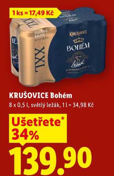 KRUŠOVICE Bohém 8 x 0,5 l