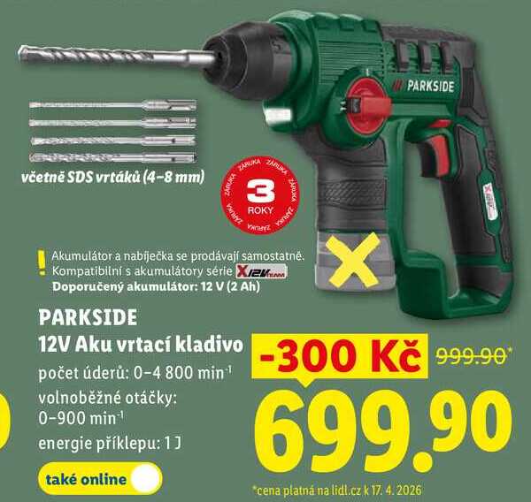 PARKSIDE 12V Aku vrtací kladivo