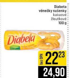 Diabeta věnečky sušenky kakaové žloutkovė 100 g 