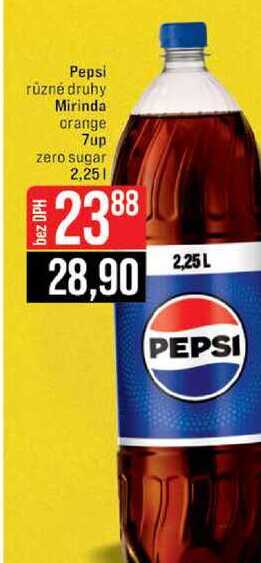 Pepsi různé druhy Mirinda orange 7up zero sugar 2,25l