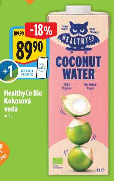 HealthyCo Bio Kokosová voda, 1 l