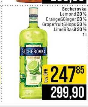 Becherovka Lemond 20% Orange&Ginger 20% Grapefruit&Hops 20% Lime&Basil 20% 1l