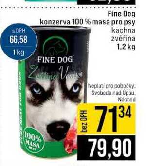 Fine Dog konzerva 100% masa pro psy kachna zvěřina 1,2 kg 