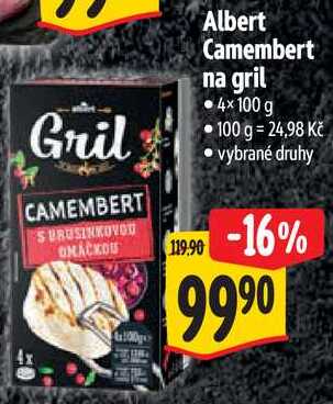 Albert Camembert na gril, 4x 100 g