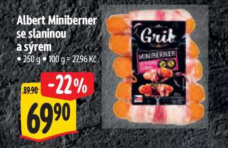 Albert Miniberner se slaninou a sýrem, 250 g 