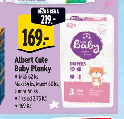  Albert Cute Baby Plenky Midi 62 ks, Maxi 54 ks, Maxi+ 50 ks, Junior 46 ks  