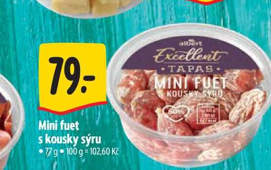   Mini fuet s kousky sýru 77 g 