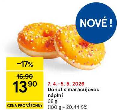 Donut s maracujovou náplní, 68 g 