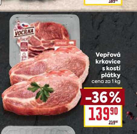 Vepřová krkovice s kostí plátky cena za 1 kg   