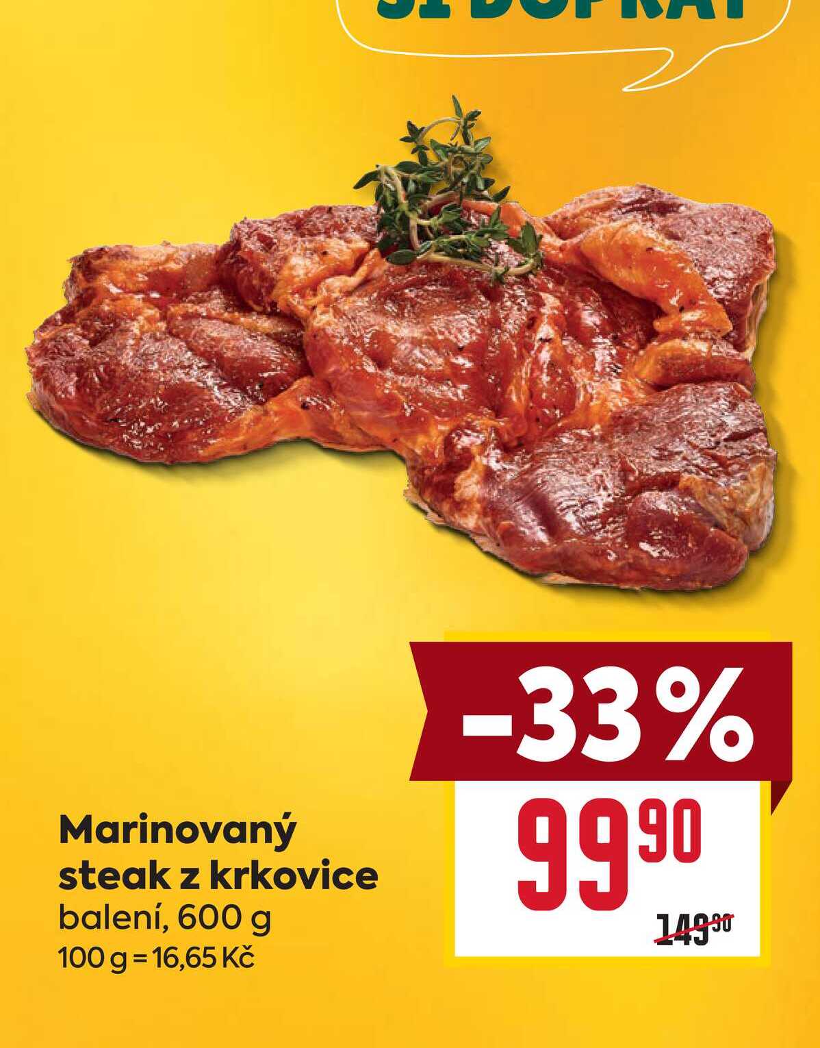 Marinovaný steak z krkovice balení, 600 g  