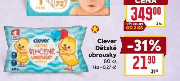Clever Dětské ubrousky 80 ks    