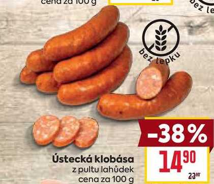 Ústecká klobása z pultu lahůdek cena za 100 g 