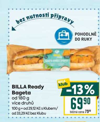 BILLA Ready Bageta od 180 g