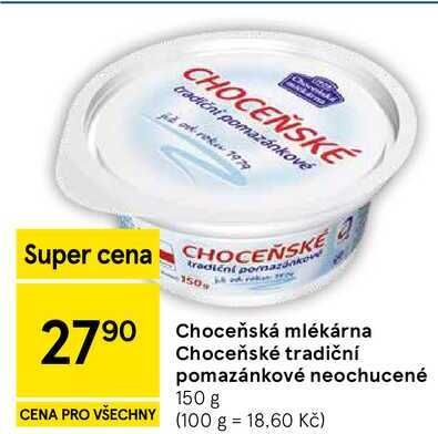 Choceňská mlékárna Choceňské tradiční pomazánkové neochucené, 150 g 