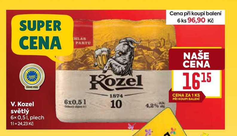 V. Kozel světlý 6x 0,51, plech 