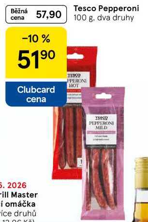 Tesco Pepperoni, 100 g, dva druhy  