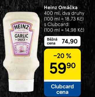 Heinz Omáčka, 400 ml, dva druhy