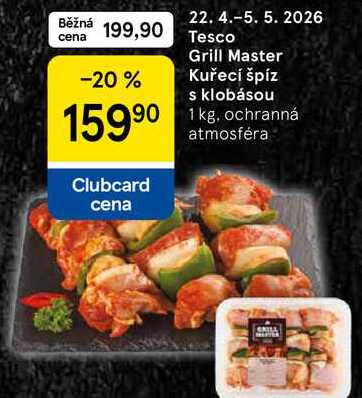 Tesco Grill Master Kuřecí špíz s klobásou, 1 kg 
