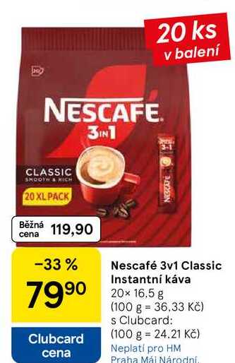 Nescafé 3v1 Classic Instantní káva, 20×16,5 g 