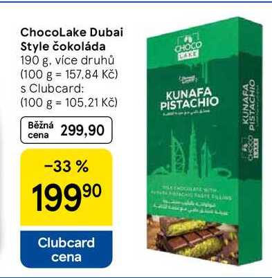 ChocoLake Dubai Style čokoláda, 190 g, více druhů  