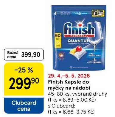 Finish Kapsle do myčky na nádobí, 45-80 ks, vybrané druhy 