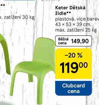 Keter Dětská židle, plastová, více barev 43 x 53 x 39 cm, max. zatížení 25 kg  