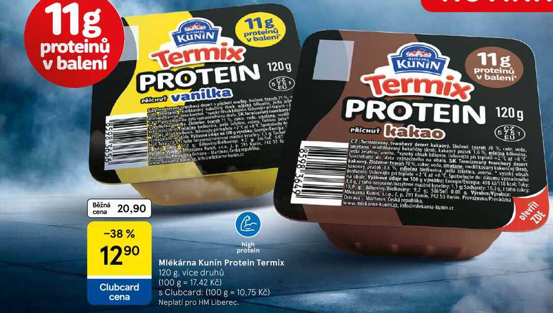 Mlékárna Kunín Protein Termix, 120 g, více druhů 