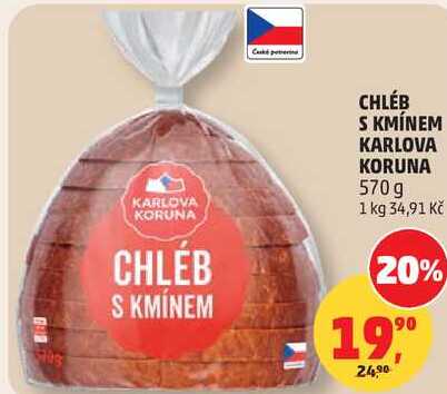 CHLÉB S KMÍNEM KARLOVA KARLOVA KORUNA, 570 g 