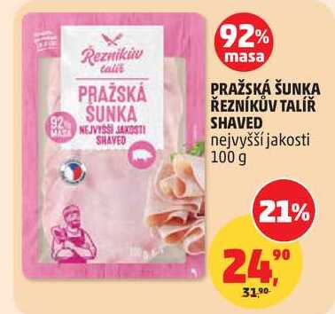 PRAŽSKÁ ŠUNKA ŘEZNÍKŮV TALÍŘ SHAVED nejvyšší jakosti, 100 g 