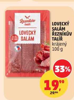 LOVECKÝ SALÁM ŘEZNÍKŮV TALÍŘ krájený, 100 g 