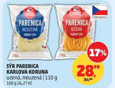 SÝR PARENICA KARLOVA KORUNA uzená, neuzená, 110 g 