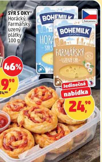 SÝR S OKY Horácký, Farmářský uzený plátky, 100 g 